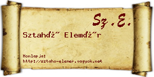 Sztahó Elemér névjegykártya